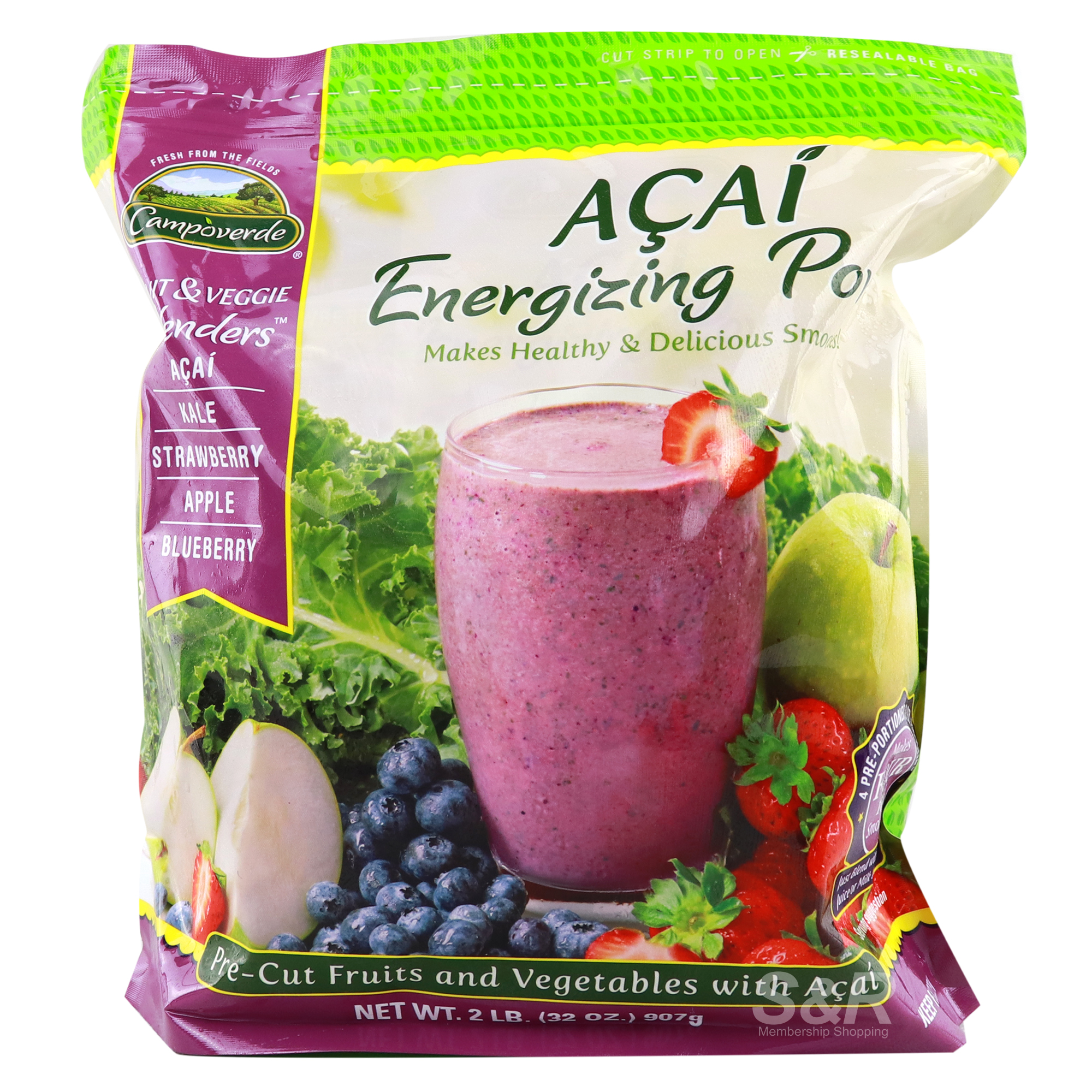 Campoverde Acai Energizing Power Pre-Cut Fruits and Vegetables with Acai 907g